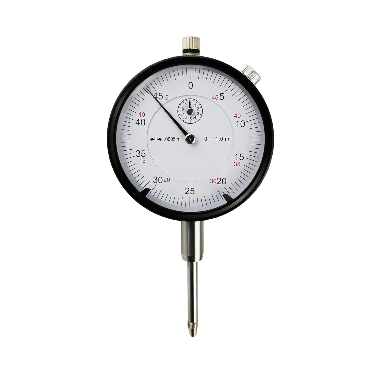 HFS 0-1" High Precision Dial Indicator for Lathe Tools - 0.0005" Graduation, Rotational Bezel, Hardened Contact Point