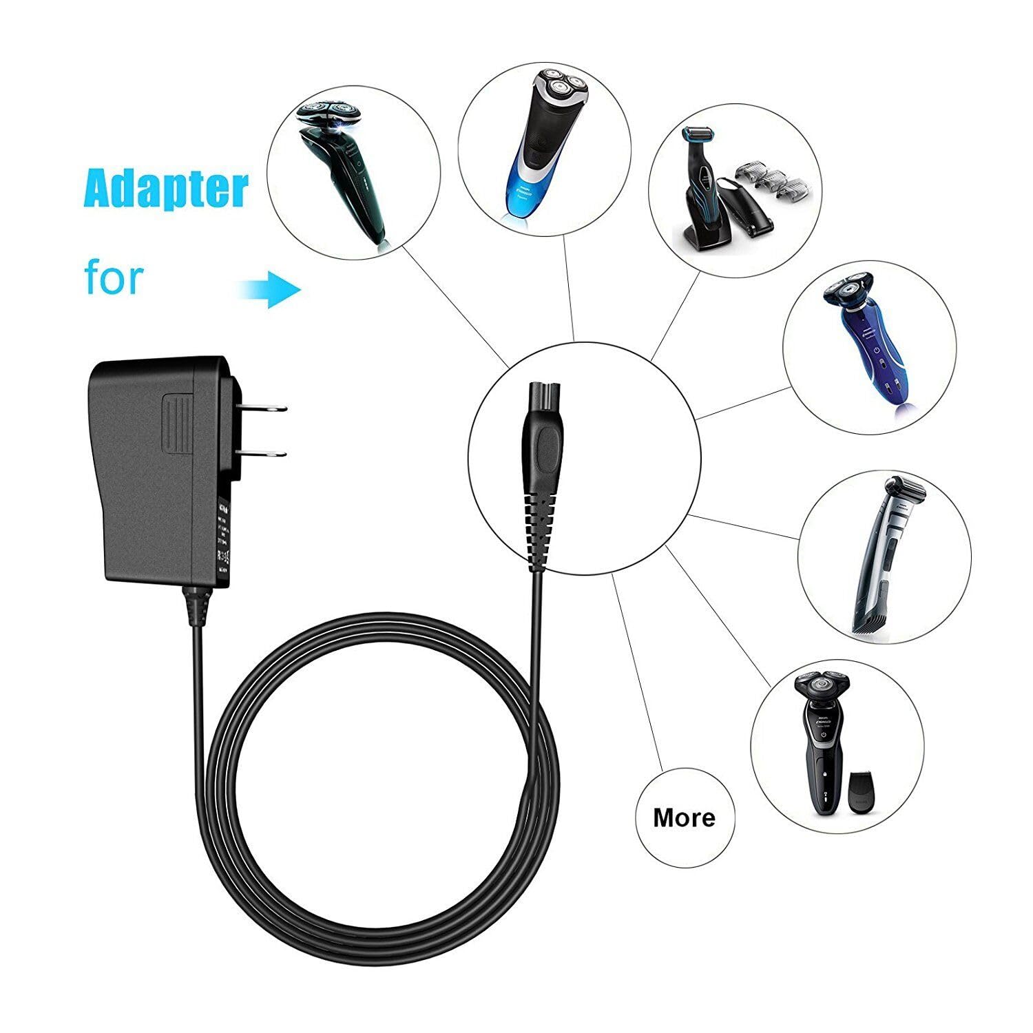 DKKPIA Global AC/DC Adapter for Philips SatinSoft Wet Dry Epilator Skin Care System 13V 5W&7.5W Power Supply Cord Cable Charger (with 2-Prong 2Pin Plug Connector. NOT Barrel Round Plug Tip. Please
