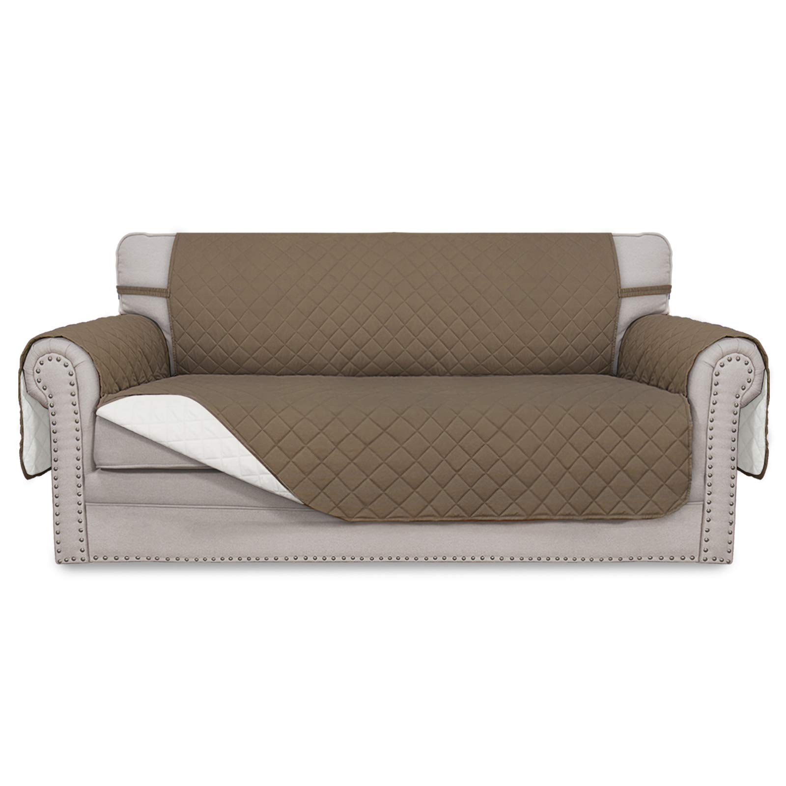 Easy-Going Reversible Couch Cover, 2 Cushion Sofa, Camel/Ivory