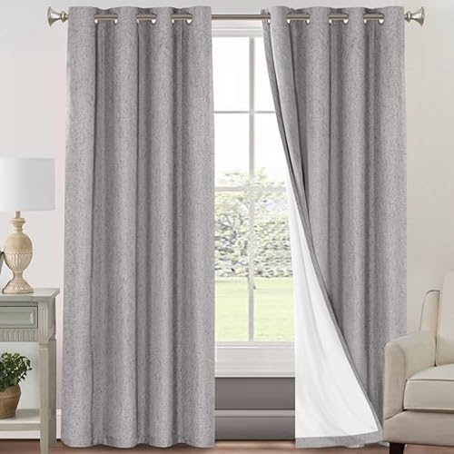 Miniatura 119 de PrinceDeco Cortinas 100% opacas, mezcla de lino natural, 84 pulgadas de largo, oscurecimiento de la habitación, cortinas opacas sólidas para sala de