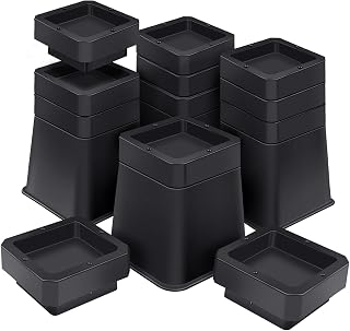 ANNKUT Bed Risers 6 Inch Heavy Duty, Lifts 3, 4, 5 or 6 Inch, 4 Pack Black