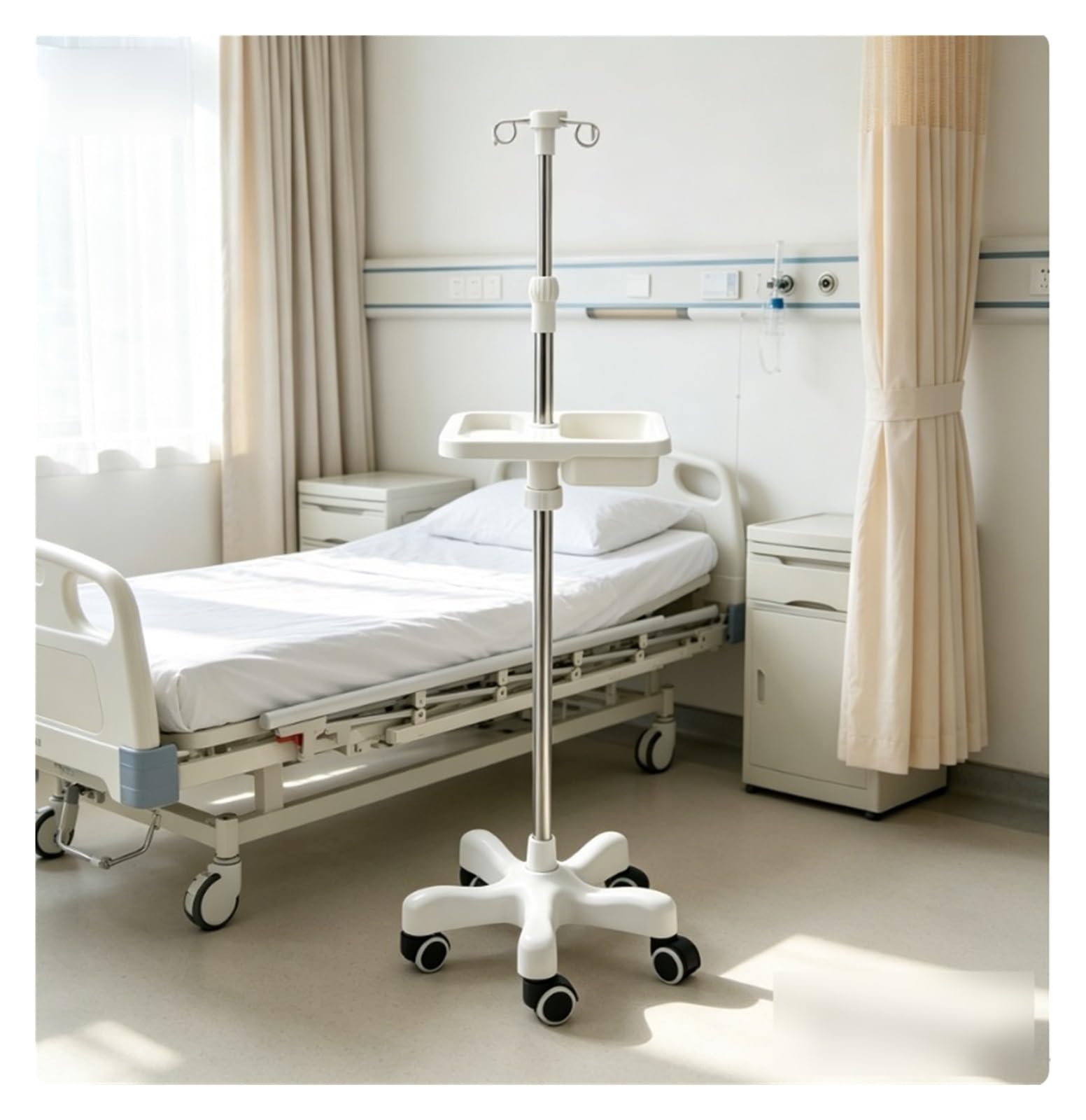 Altura ajustable de poste de soporte intravenoso portátil médico Soporte para suero