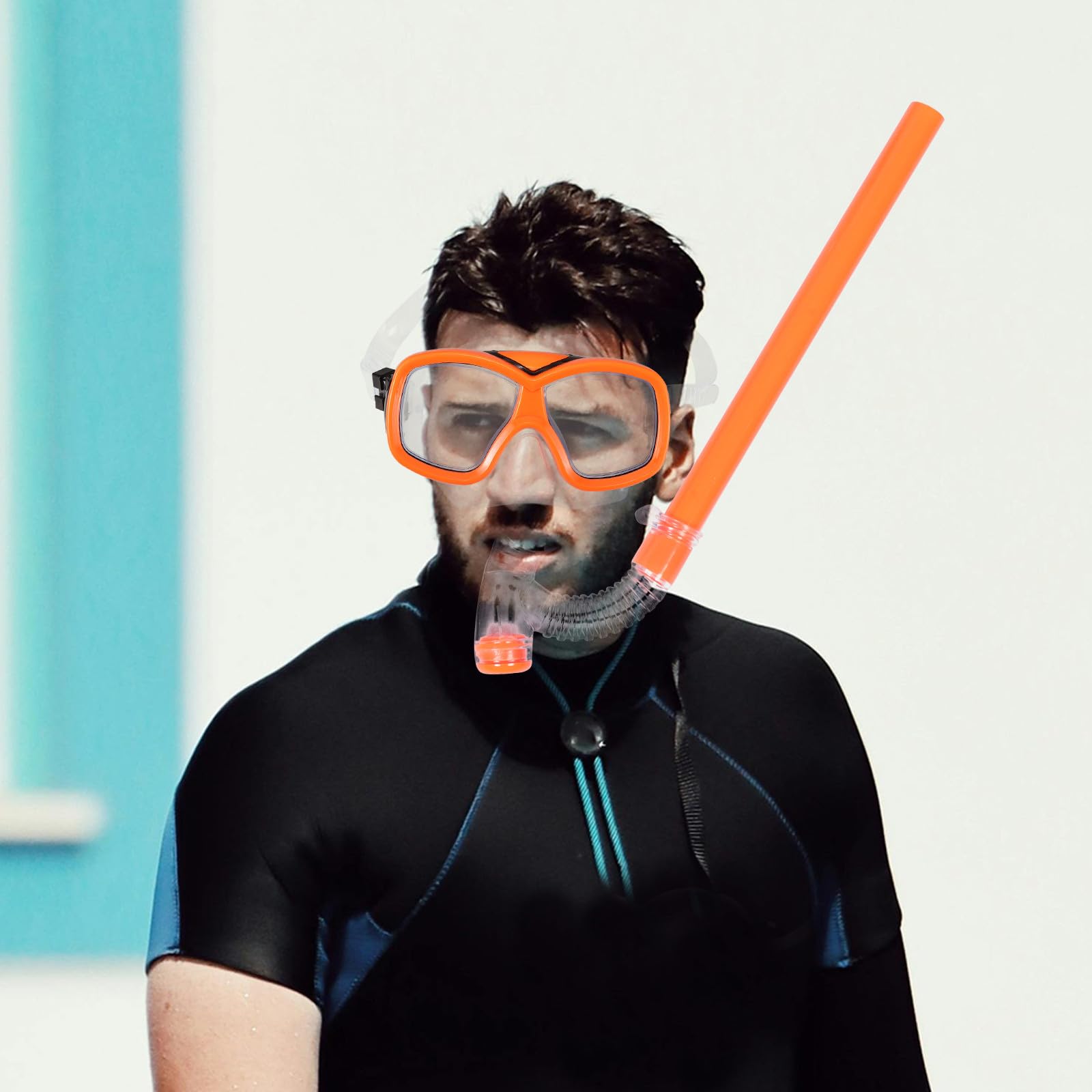 Kit de Snorkeling Garçon et Filles Léger en Plastique Orange Masque de Plongée et Tuba, Design Simple pour Réduire la Fatigue Mâchoire, pour Natation