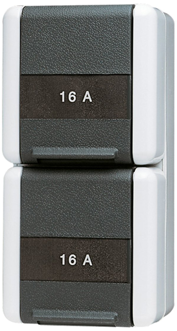 Jung Programmes WG 8220NAW AP 16 W double prise de courant étanche saillie horizontale gris