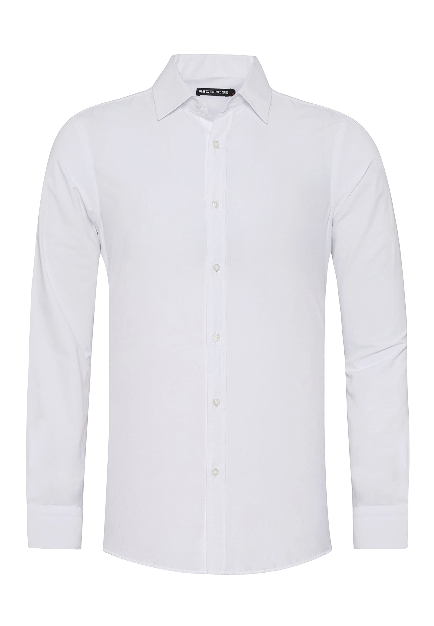 RED BRIDGE Camisa para hombre de negocios, informal, manga larga, fácil de planchar, monocolor
