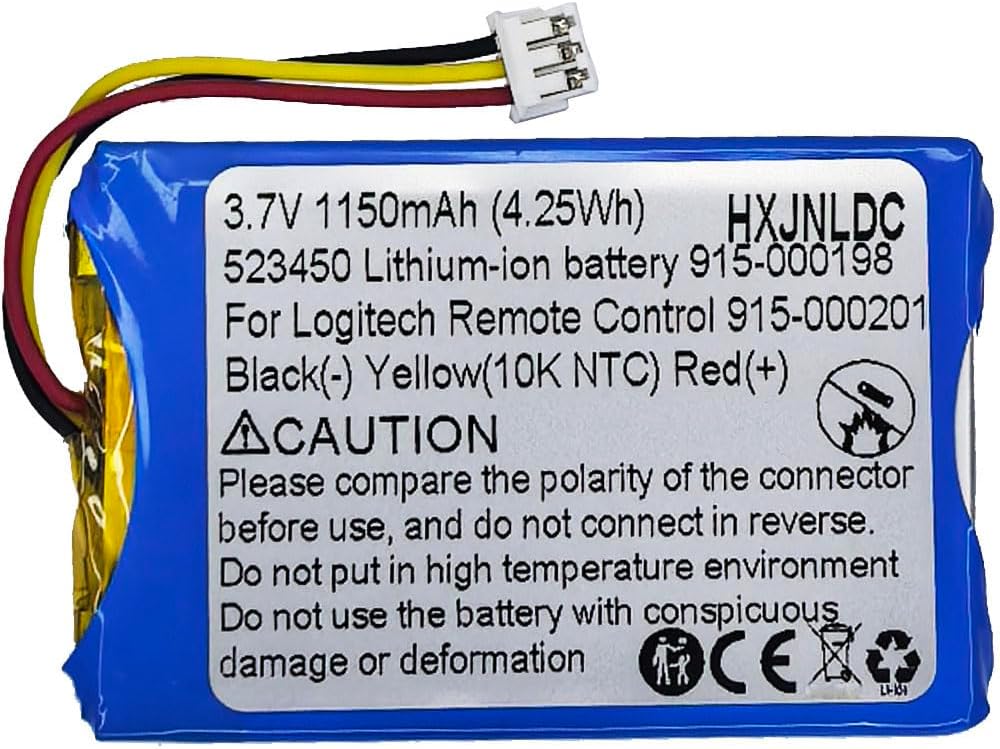 DC 3.7v 503450(523450) 1150mAh Lithium polymer replacement battery for Logitech Harmony Touch,Harmony Ultimate Remote Controls 533-000083 533-000084 915-000198 915-000201