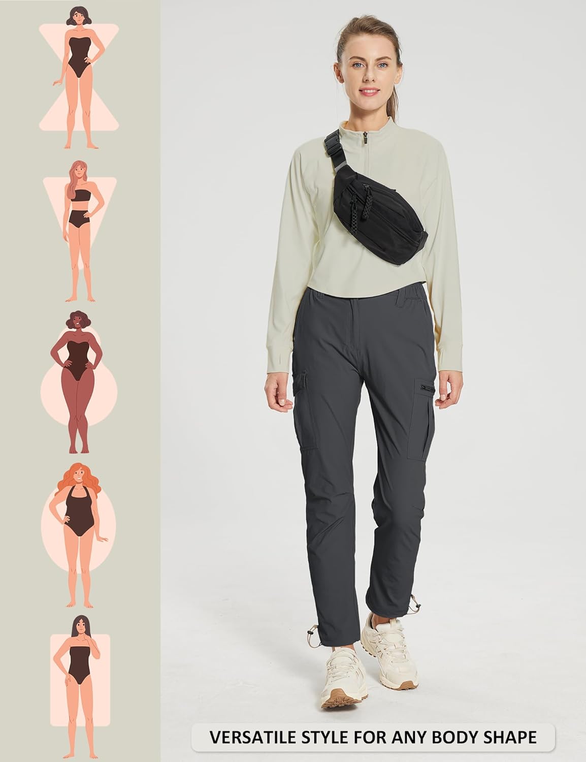 MOURCE Womens Hiking Pants Lightweight - Quick Dry Water Resistant Cargo Pants Women with 7 Pockets & Adjustable Ankle Cuffs - Image 7