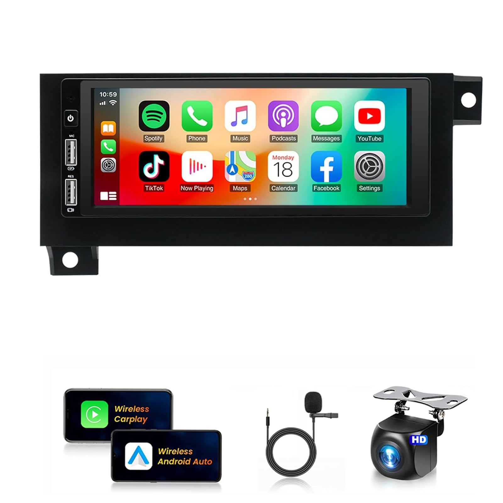 Car Stereo Radio fits for 1994–2002 Dodge Ram 1500 2500 3500 for Cirrus 1995-2000 for Chrysler Town & Country 1990-2000,6.8 Touch Screen with Wireless