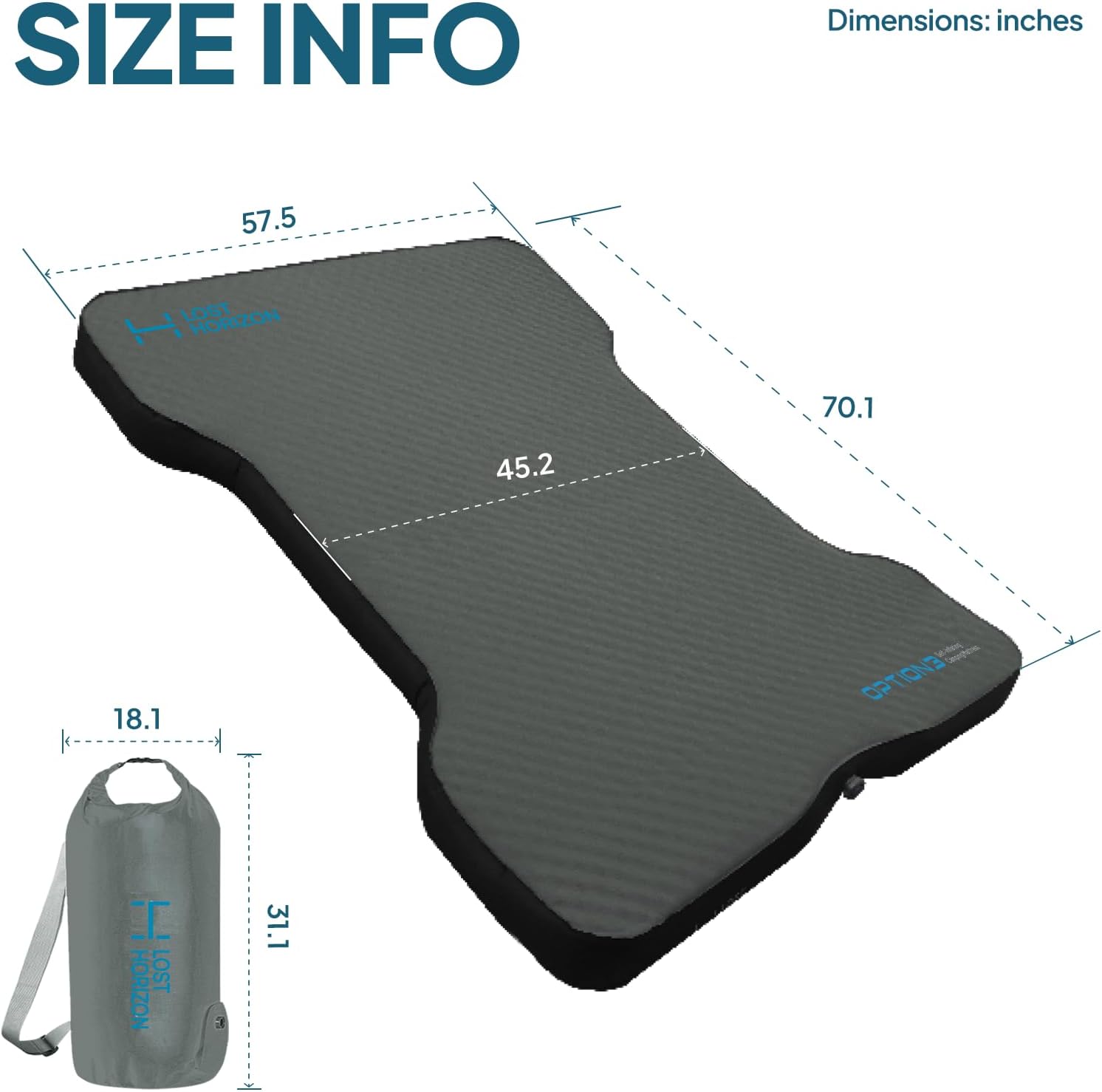 Lost Horizon Truck Bed Camping Air Mattress with Foam, Self Inflating Sleeping Pad for Full Size 6-6.5FT with Pump Sack, 4.5" Thick