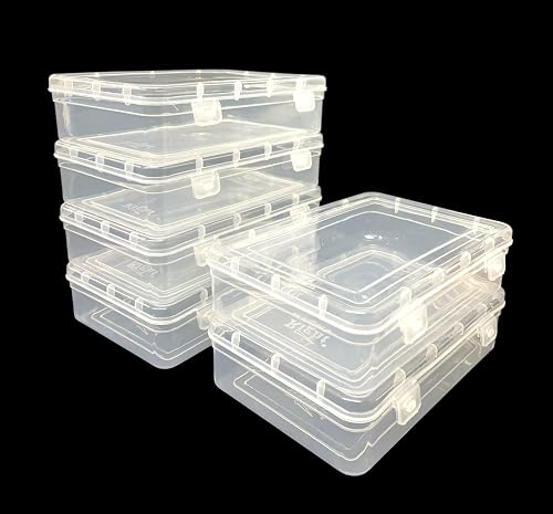 URBAA Plastic Small Storage Boxes Container With Lock Lid (Size No. - 55) (Clear, 19.5 X 13 X 5 CM) - Set Of 6 Boxes, Rectangular
