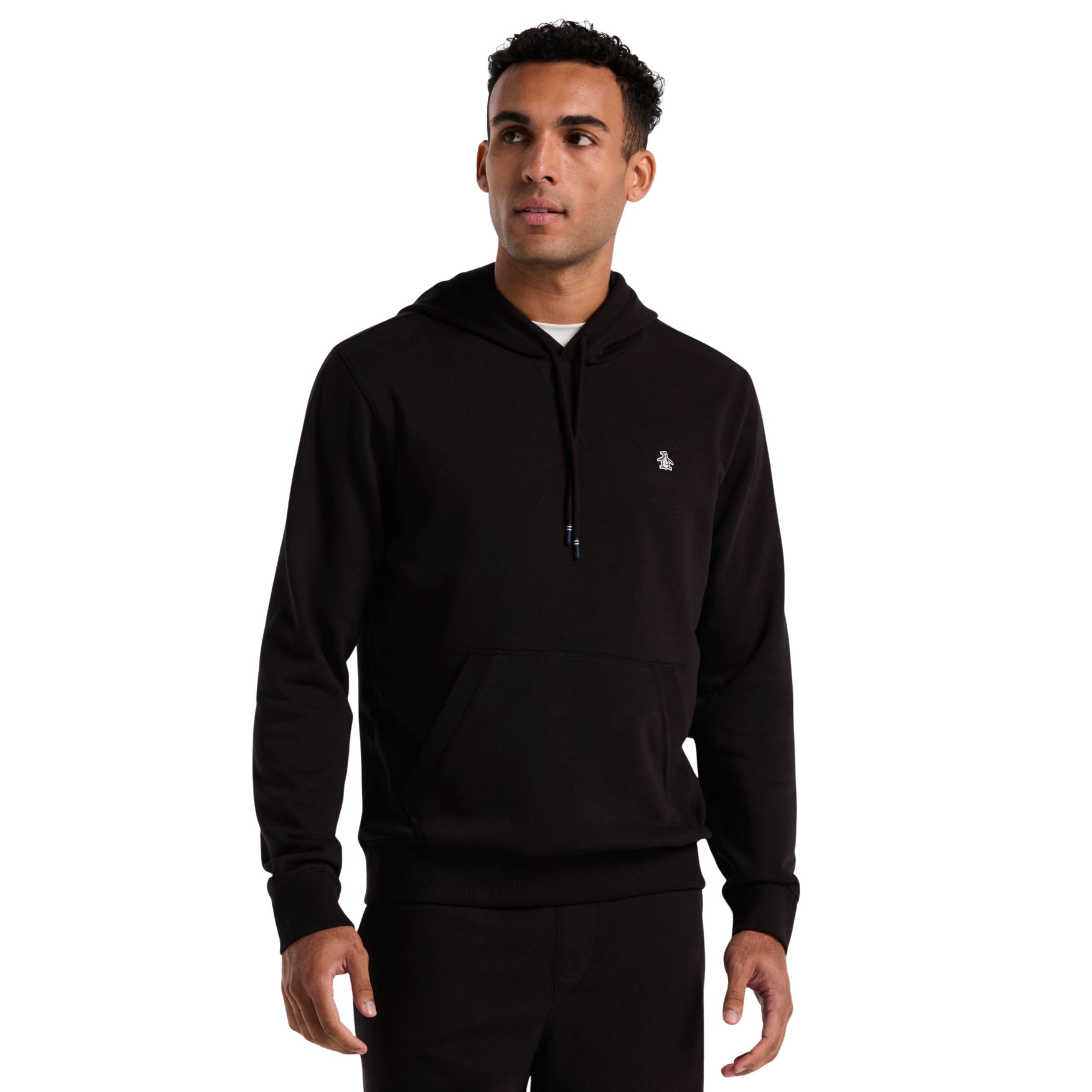 Original Penguin Fleece Hoodie with Sticker Pete logo Black
