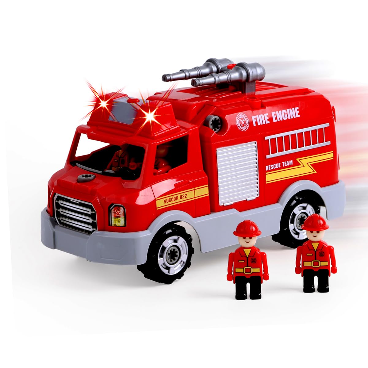 REMOKING Take Apart Fire Truck Toy with Electric Drill, STEM Build & Play Vehicle for Kids Ages 3+, Lights & Sounds Construction Toy, Educational Gift for Boys & Girls
