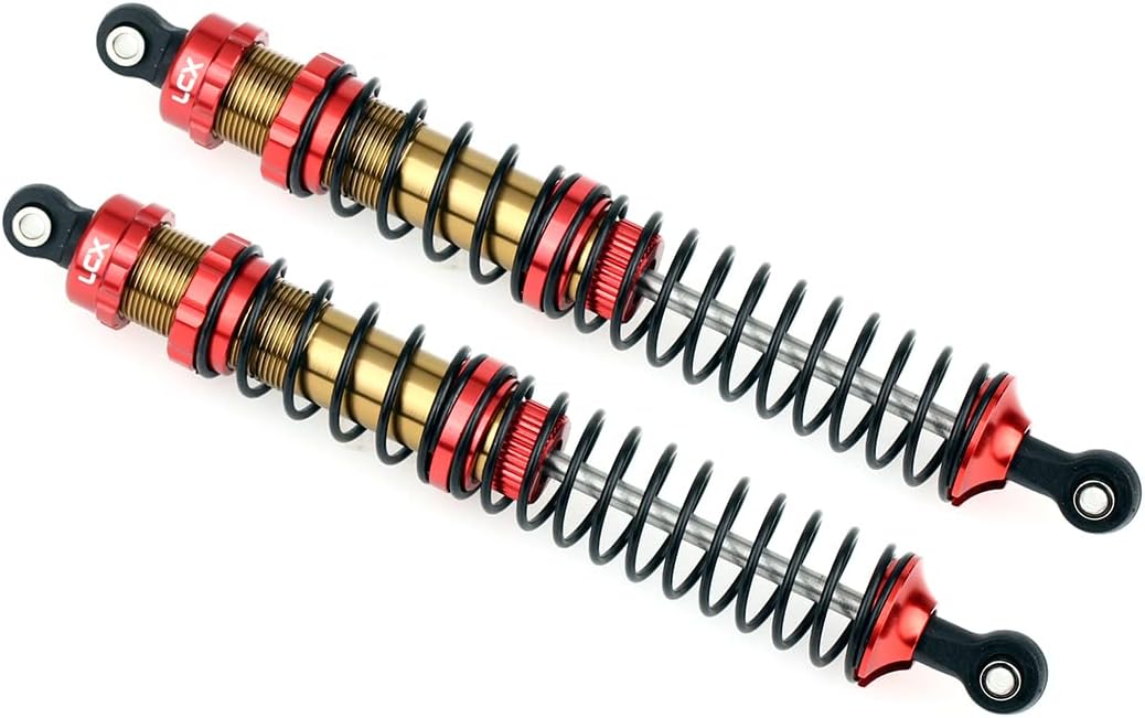 LCX Racing 1/10th RC Crawler Car 2PCS Metal Front Suspension Shock Absorber Damper for Rock Crawler Truck Axial RBX10 Ryft AXI03005 AXI03009, Upgrades Parts Accessories (Red, 131mm)