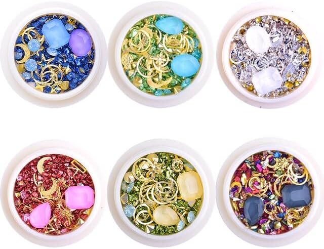 1 Box 3D Nail Jewelry Glass Diamonds Mocha Decorations DIY Rhinestones Mixed Accessories Beauty Design Multi-Size - (Color: 1 set-6pcs)