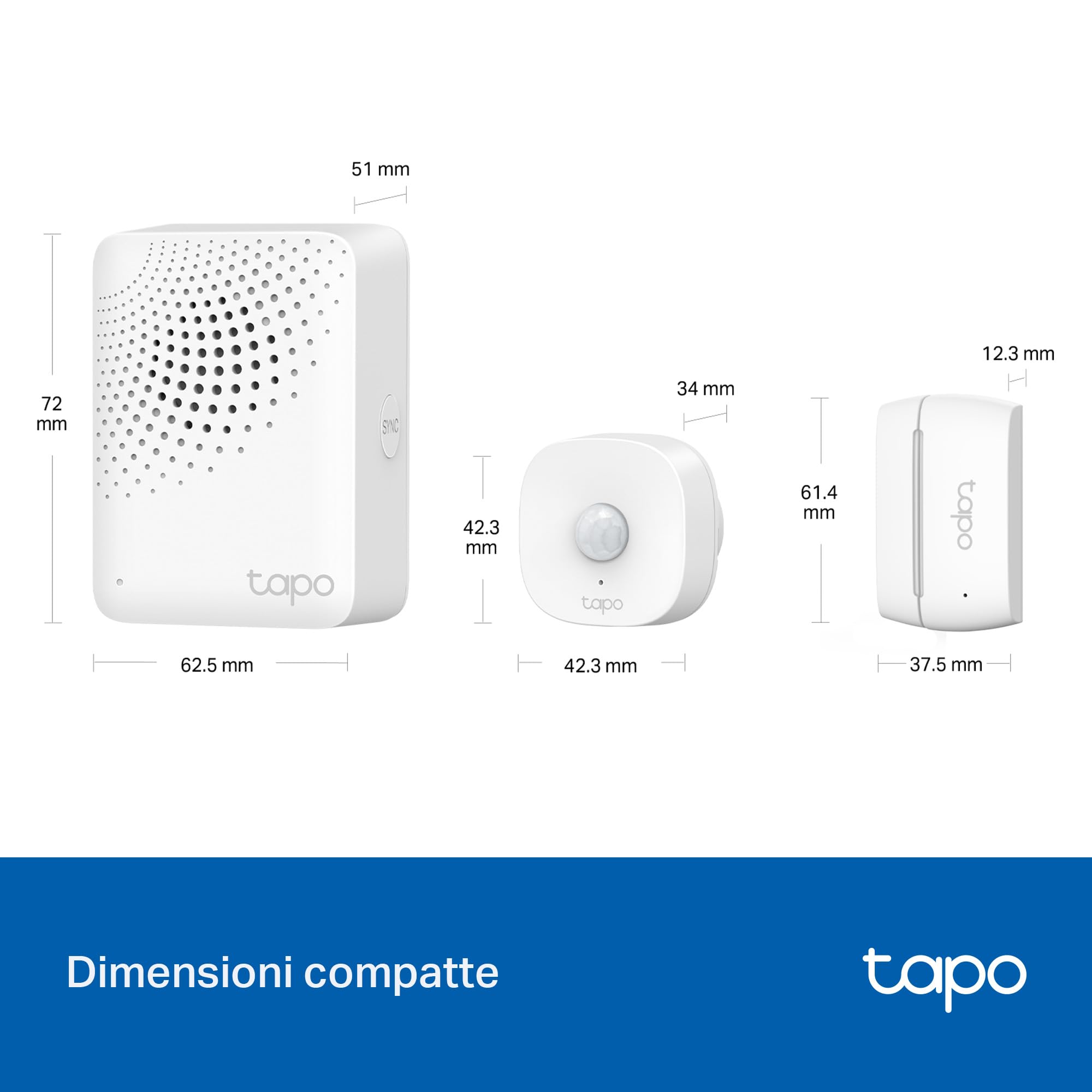 Tapo T30 KIT Sistema di Allarme, Antifurto, Allarme Casa senza Fili, 1 Sensore di Movimento e 2 Sensori di Finestra, Compatibile cogli Altri Dipositivi Smart, Avvisi Istantanei APP