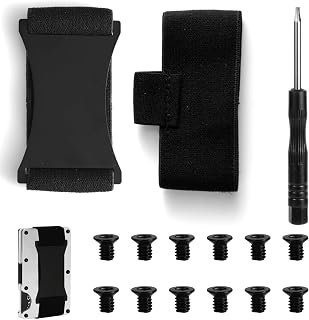 BOXOB Wallet Elastic Band Replacement Repair Tool Kit Including Screws and Screwdriver Metal Clip Black Cash Money Strap Parts Accessories for Men
