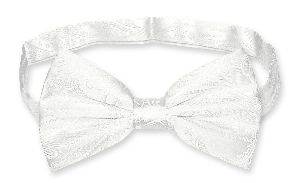 Vesuvio Napoli BOWTIE Off-White Paisley Color Men's Bow Tie for Tuxedo or Suit