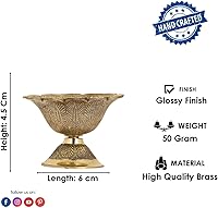 Vista 5 de SATVIK - 1 pieza de latón en forma de flor Diya diseño grabado Devdas Metal Akhand Dia Festival Diwali Puja Pooja Mandir Home Temple Oil Lamp