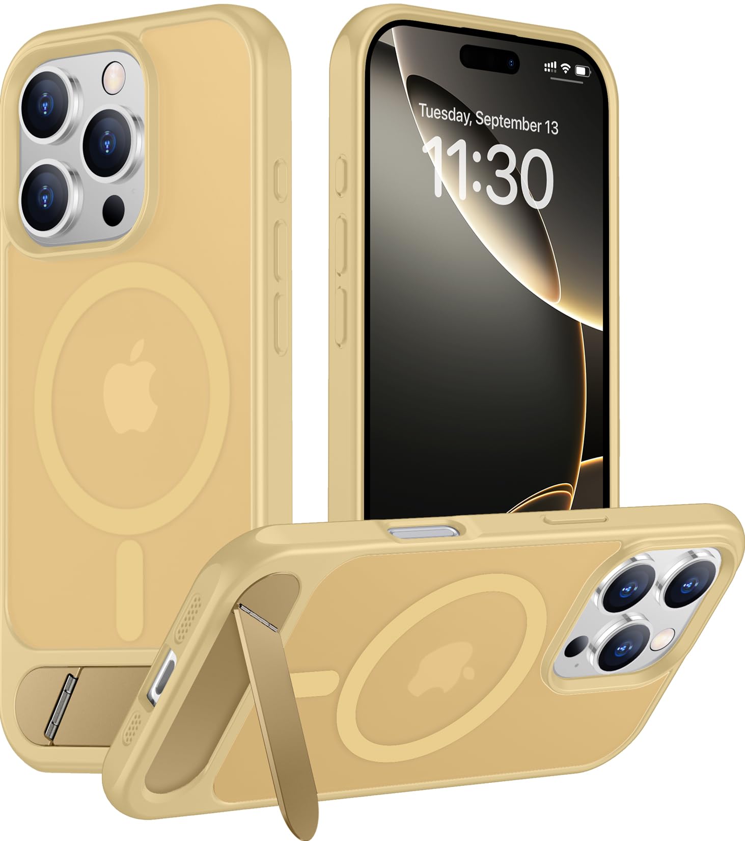 Temdan Magnetic Compatible with iPhone 16 Pro Max Case, [Built-in Invisible Kickstand][Compatible with MagSafe][Military Grade Shockproof] Slim Translucent Matte Phone Case for iPhone 16 Pro Max 6.9"