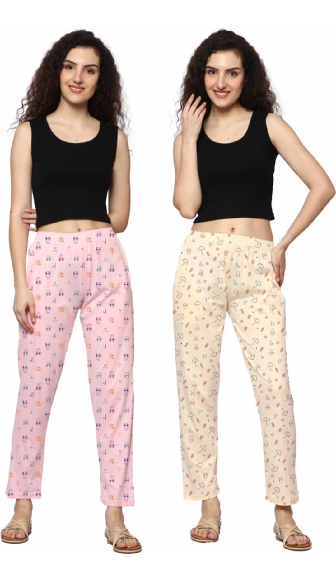 ladywillington Womens Track Pant Lower Fully Stretchable Free Size Cotton Printed Payjama/Lounge Wear –Soft Cotton Night Wear-Pyjama for Women(Pack of 2 Pcs),Prints May Vary (Assorted Pyjama),-picture-48