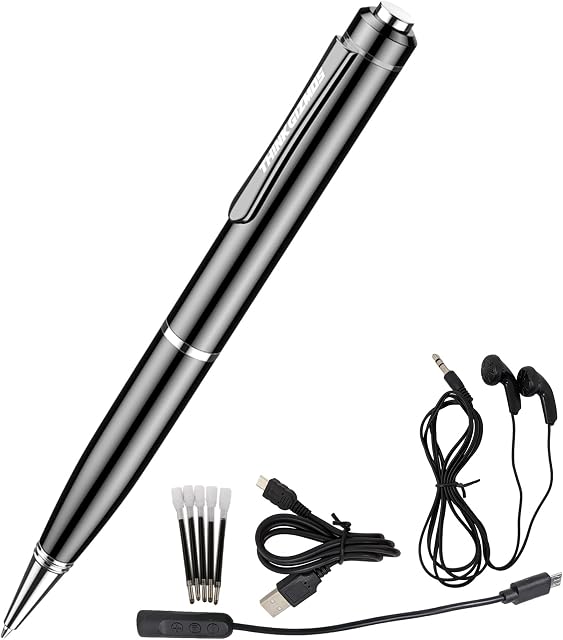Think Gizmos Digital Recorder Pen - 32GB Voice Recorder for Meetings, Interviews, Classes & Lectures. USB Rechargable Battery, Music Playback, One Click Recording.