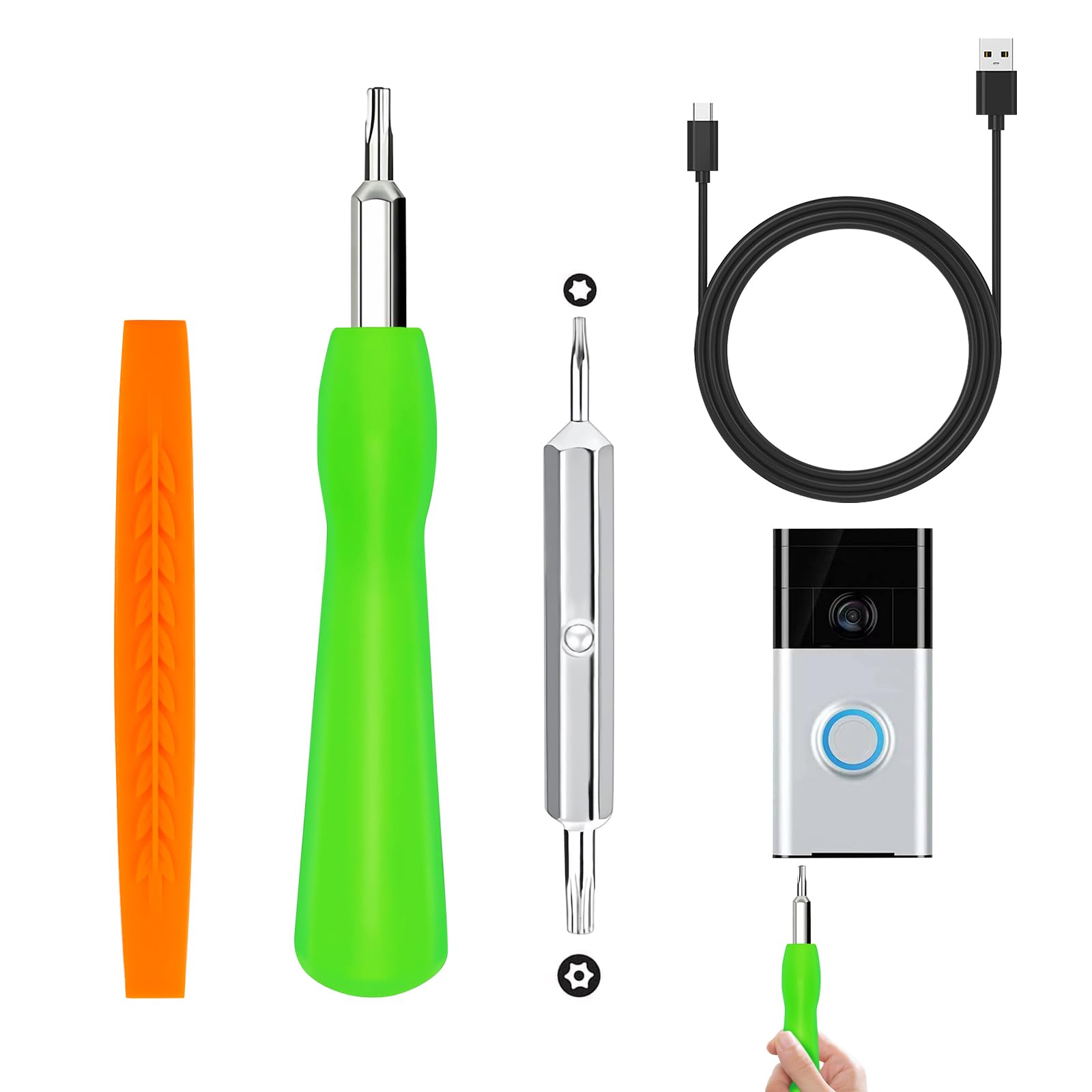 Ring Doorbell Screwdriver for ALL Models Ring Video Doorbell 4-in-1 Doorbell Maintenance Kit Green