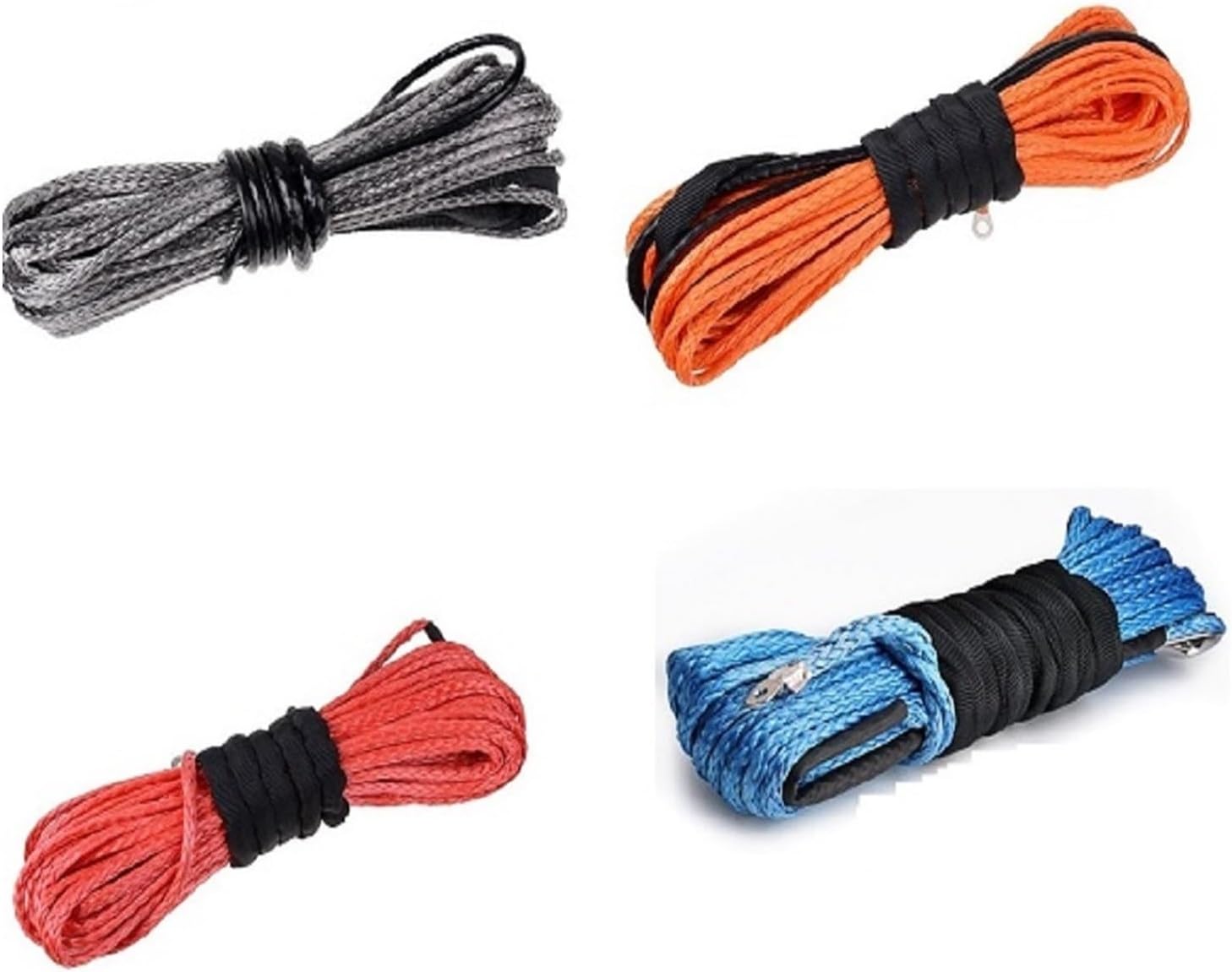 LIAMOS Winch Rope Cable, 5/16”x50’ 5500lbs 4.8MMX15M 2.5Ton Towing Winch Rope Heavy Duty Cable String Line Synthetic Fiber with Sleeve Thimble ATV/UTV/Long Resistance to Wear(Grey)