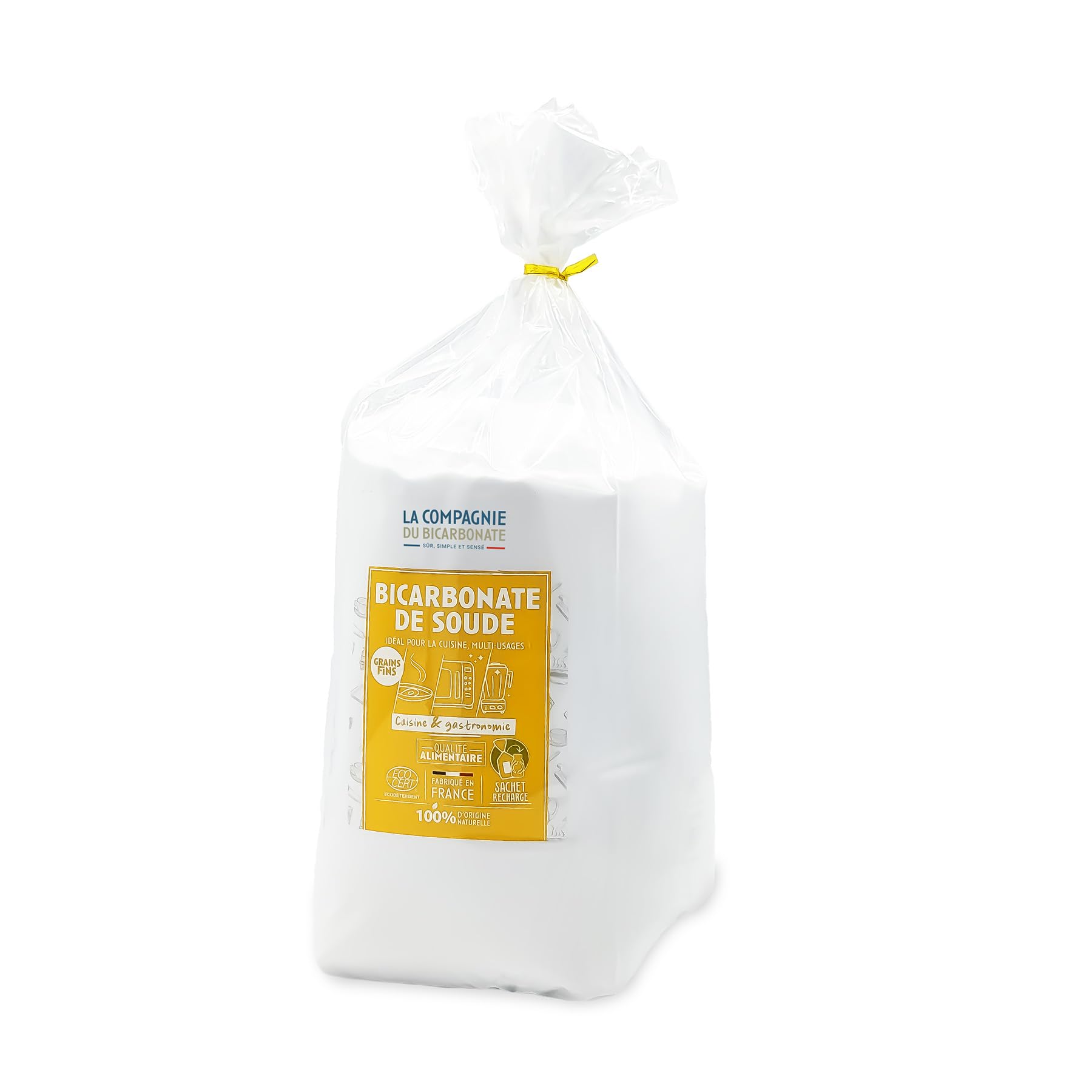 Bicarbonate de Soude Alimentaire Fin - Sachet 3 kg - Idéal pour Nettoyage, Cuisine, Piscine Eau et Multi Usages - La Compagnie du bicarbonate - certifié par ECOCERT