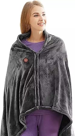 Review Electric Heated Shawl Blanket Flannel Usb Cordless Wrap for with Zipper, Adjustable 3 Levels Temperature, Wearable Portable Throw Poncho Wrap for Shoulder and Neck, Machine Washable, 59X33.5Inch Review Electric Heated Shawl Blanket Flannel Usb Cordless Wrap for with Zipper, Adjustable 3 Levels Temperature, Wearable Portable Throw Poncho Wrap for Shoulder and Neck, Machine Washable, 59X33.5Inch