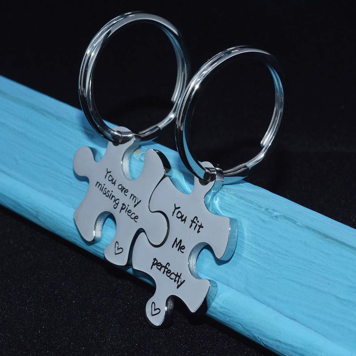 Matching Puzzle His and Hers Couple Keychains Engraved Lover Jewelry image 5