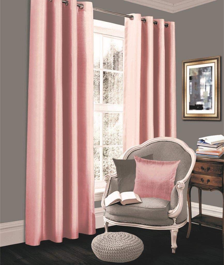 Artistic Fashionista* New Super Soft Solar Thermal Insulated BLACKOUT Eyelet Ring Top Curtains with TieBacks - Energy Saving Curtains (Blush Pink, 66x90 Inches)