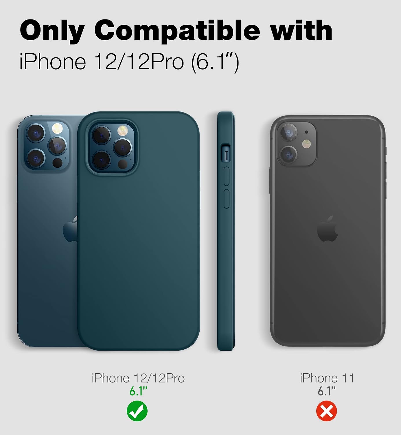 Dracool Upgraded for iPhone 12/12 Pro Case with Screen Protector Shockproof Drop Protection Anti-Scratch Soft Liquid Silicone Microfiber Lining Slim Protective Phone Case for Women Men - Teal