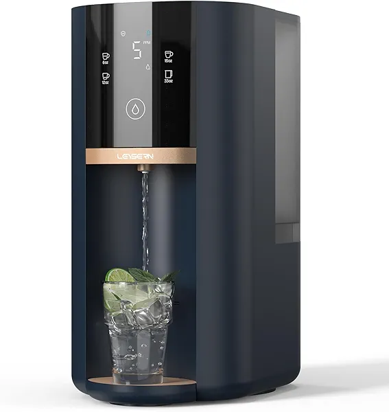 Leysern Countertop Reverse Osmosis Water Filter System, 5-Stage RO Filtration with UV, 4:1 Pure to Drain, Innovative 360° Swivel Base, Portable No Installation Water Purifier with 4 Capacity