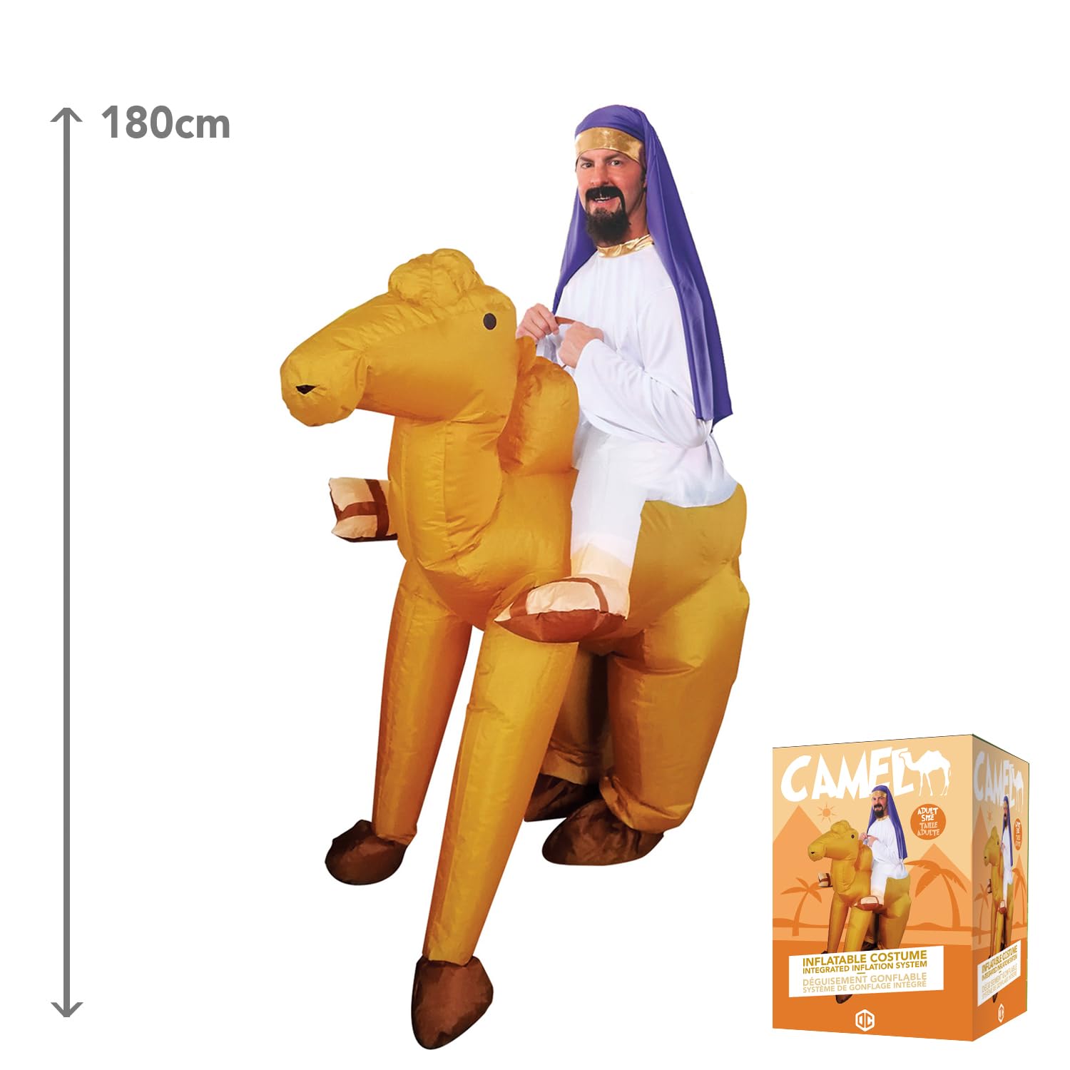 AirSuit® Déguisement Gonflable Chameau | Costume Insolite | Qualité Premium | Taille Adulte 160 à 190cm | Polyester | Agréable à Porter | Résistant | Système de Gonflage Inclus | Créé par OriginalCup®