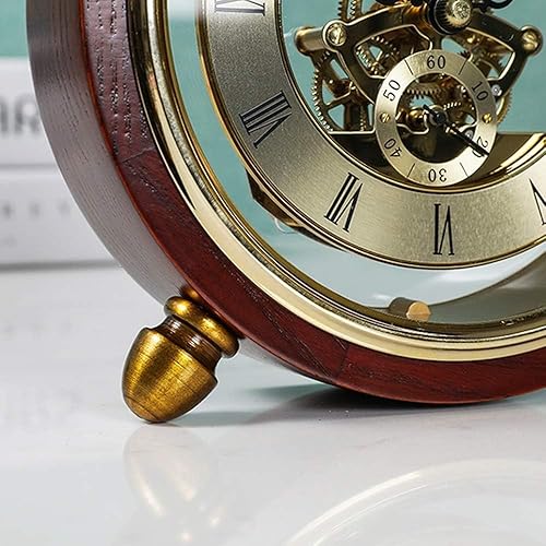 Miniatura 5 de Reloj de mesa silencioso vintage, reloj de mesa retro, reloj de mesa redondo, funciona con pilas, movimiento de perspectiva, reloj de mesa para