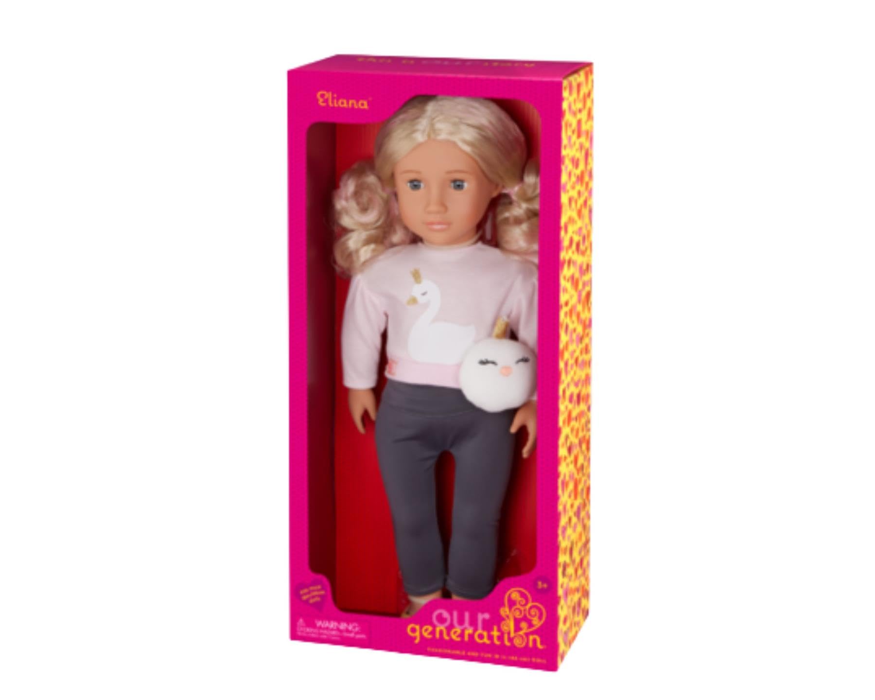 Our Generation Eliana - 18-calowa modna lalka ze strojem o tematyce łabędzia, szare oczy i stylowe blond włosy - ubrania dla lalek i akcesoria kompatybilne - wiek 3+"