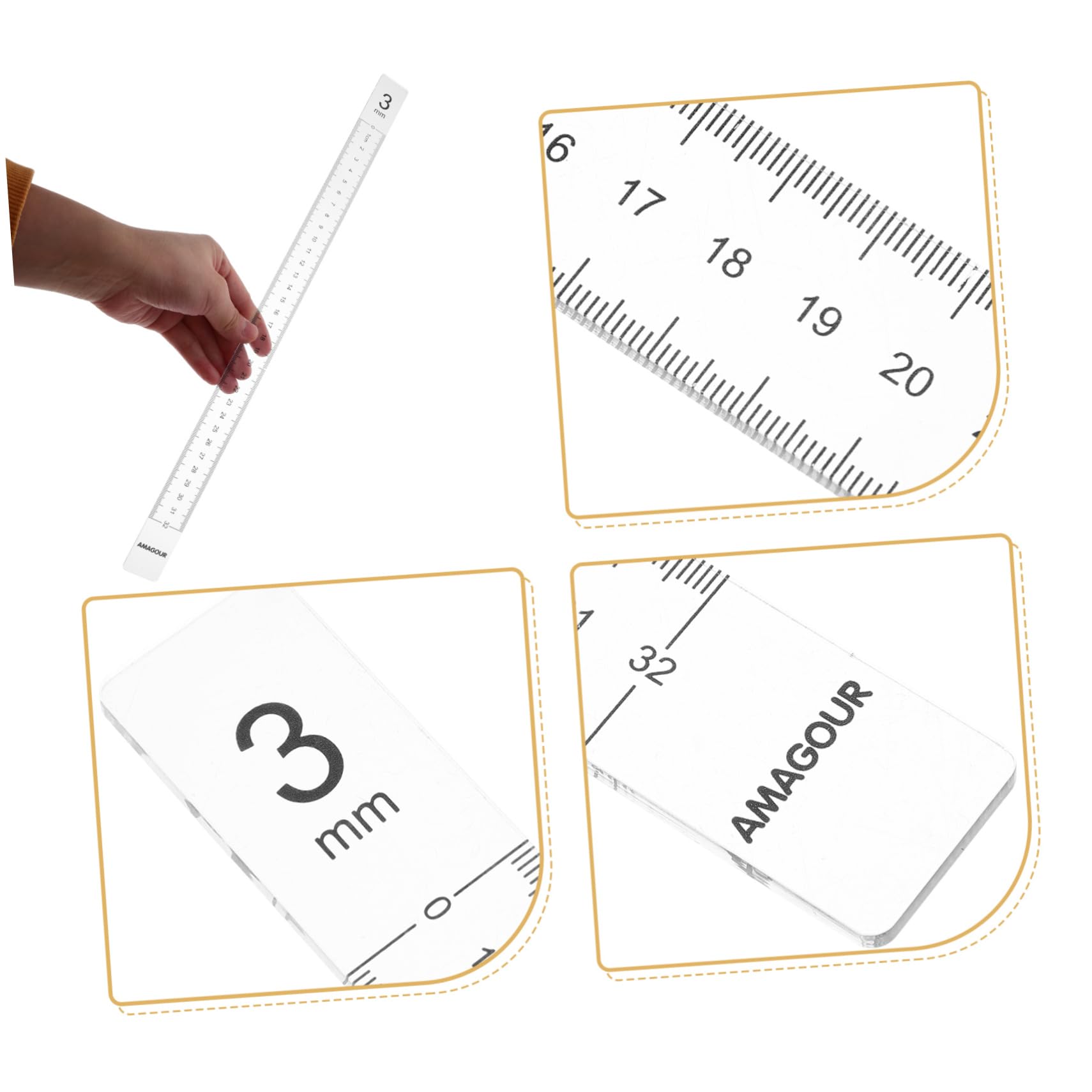 MAGICLULU 5pares Guía De Medición Para Masa De Galletas Con Escala Graduada De Rodillos Antiadherentes Para Hornear Herramientas De Cocina Para Grosor Uniforme Para Repostería y