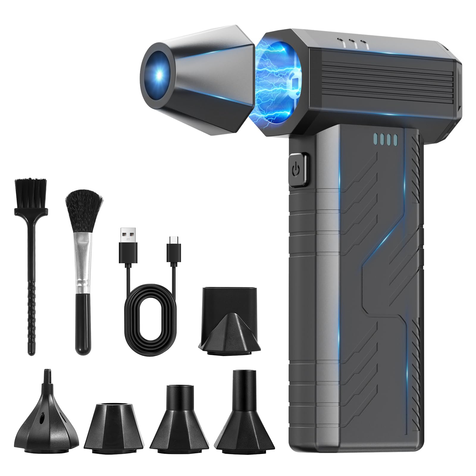 Compressed Air Duster, 8000mAh 130,000 RPM Keyboard Cleaner, Replace Compressed air can, Computer Accessories for Outdoors, PC, Electronics, Snow and Car Dust Off