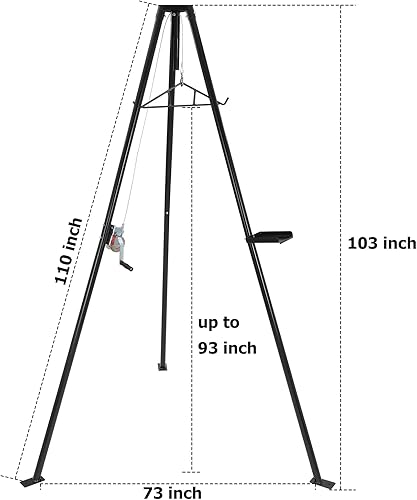 Miniatura 6 de Towallmark Polipasto de ciervo para enganche de camión, capacidad de carga de 500 libras para desollar, polipastos de caza con cabrestante de