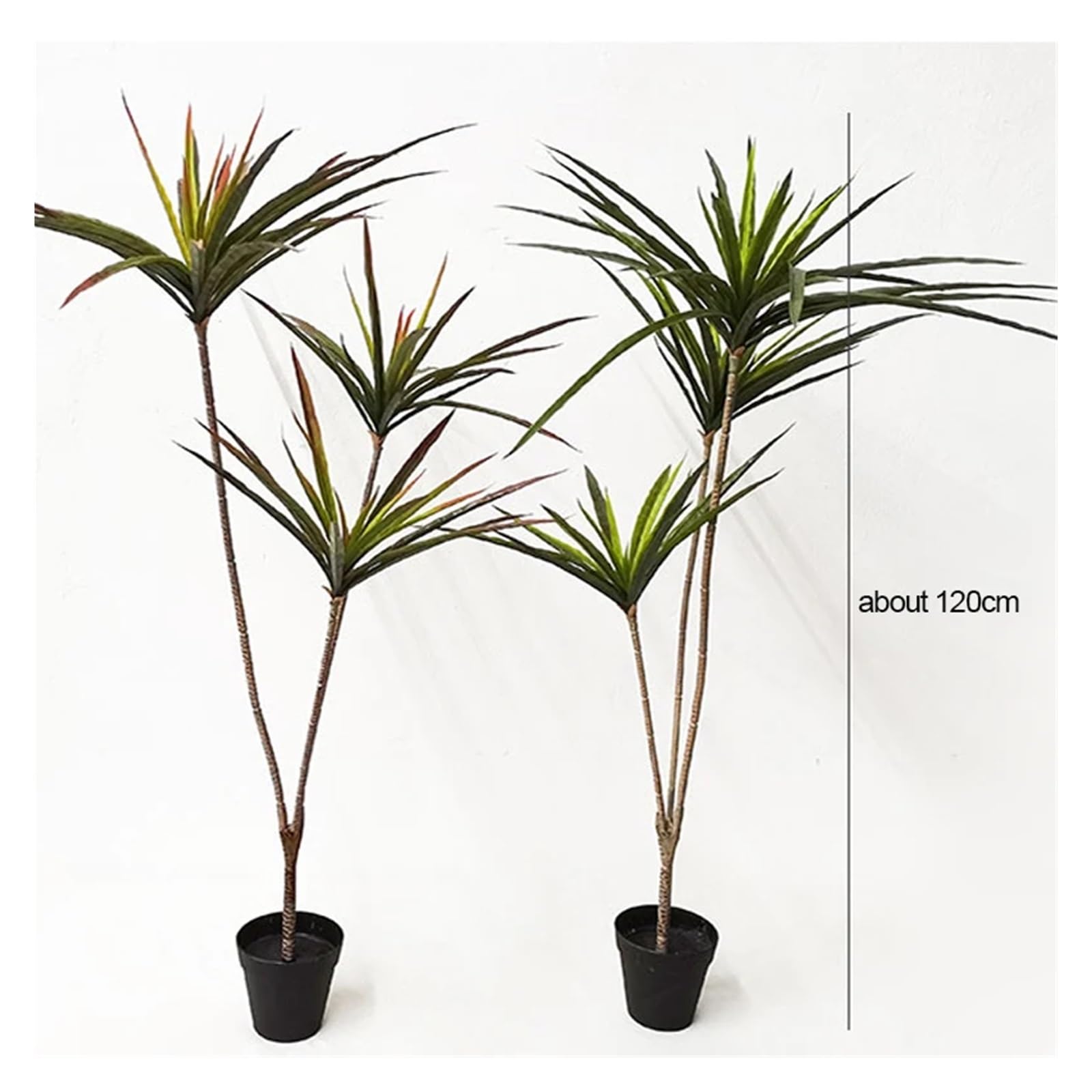 Künstliche Tannenzweige 90–120 cm große künstliche Dracaena-Pflanzen, tropischer Topfbaum, gefälschte Palmblätter aus Kunststoff, Cycas-Pflanze for Hausgarten, Innendekoration(3 Forks Green A)