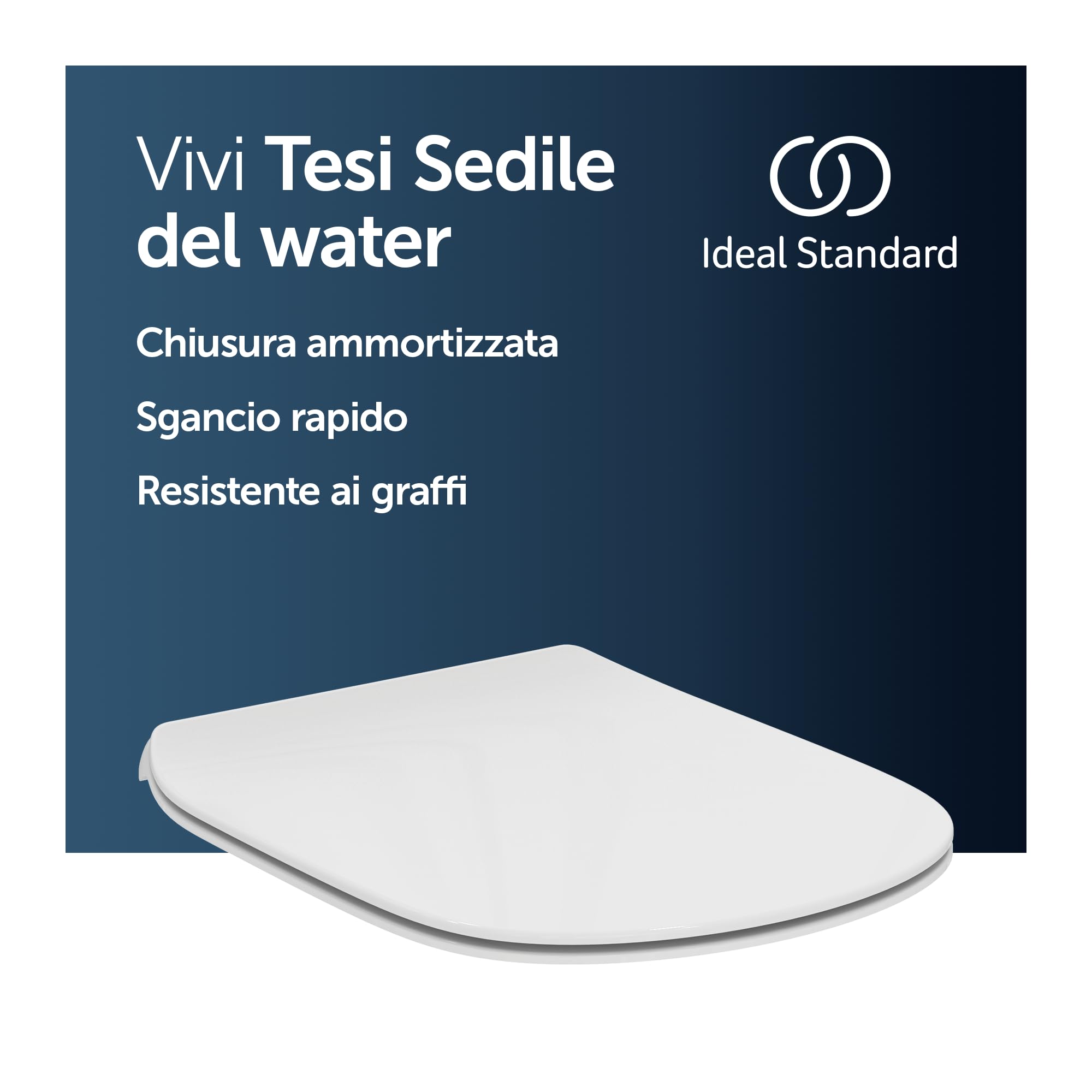 Ideal Standard Tesi Sedile WC, forma arrotondata, Sedile a chiusura rallentata e Opzione di sgancio rapido, in robusto duroplast – Bianco (370x450x45 mm)