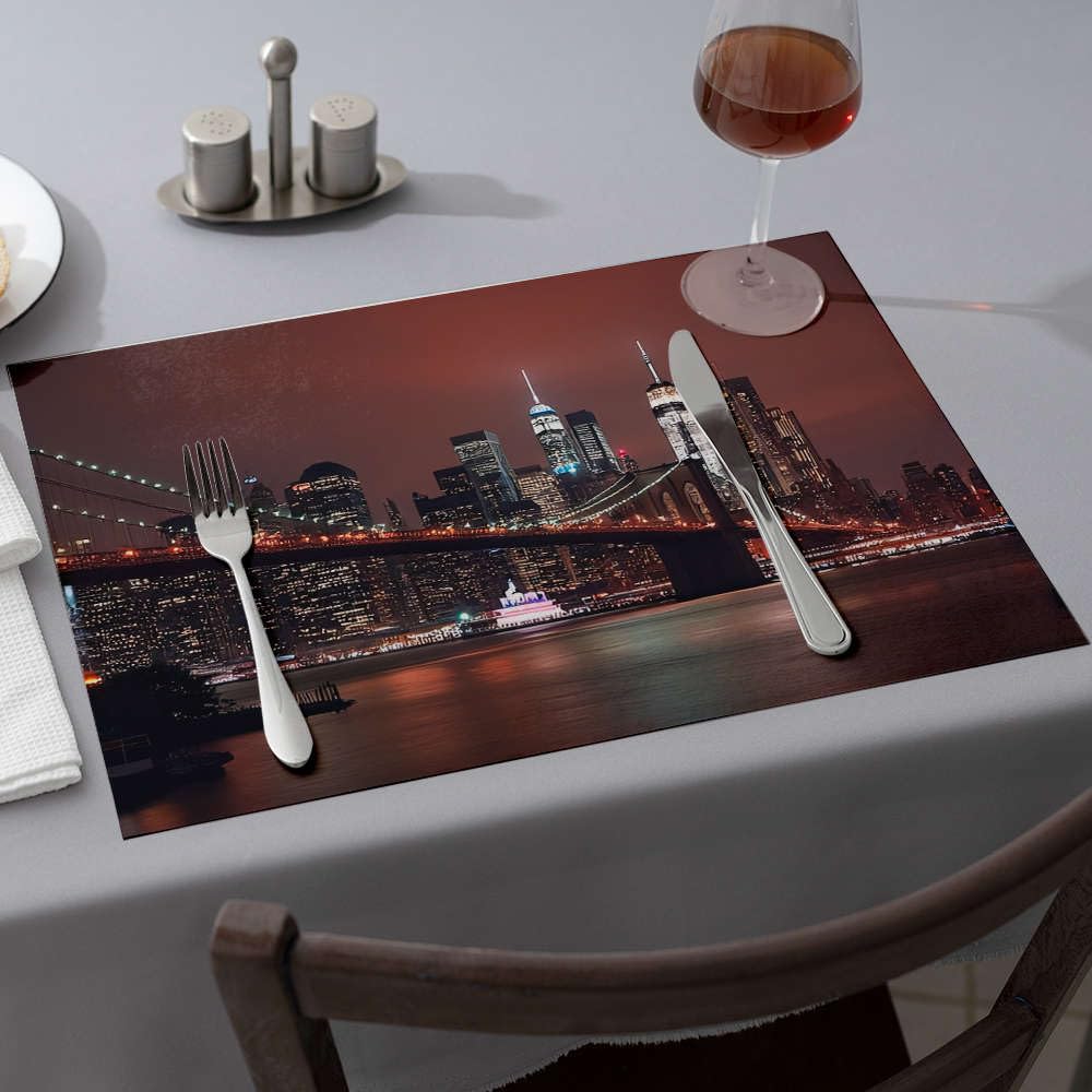 Sets de table jaunes d'art urbain collection skyline et pont décoration de table