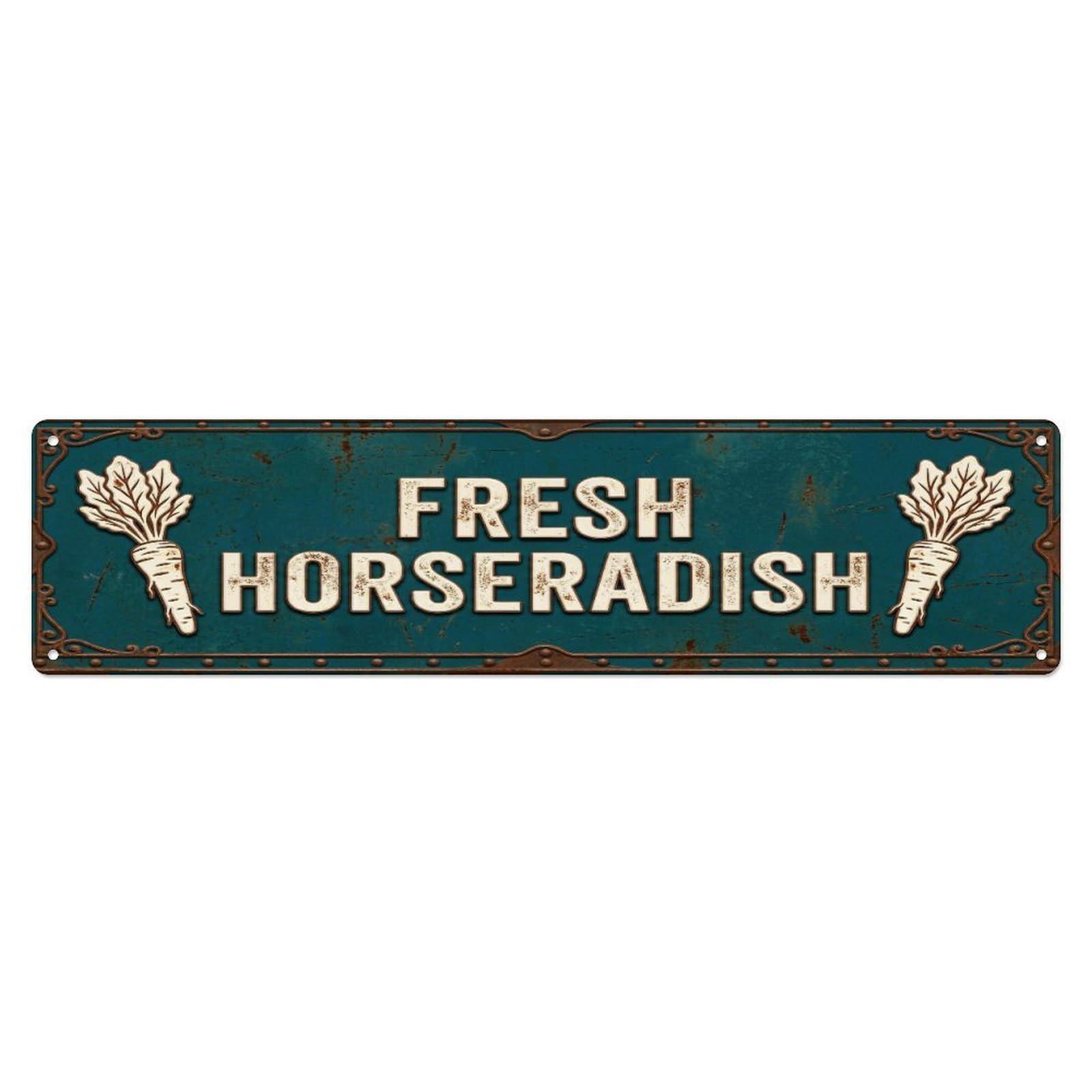 Metal Tin Sign FRESH HORSERADISH Vintage Root Rustic Farmhouse