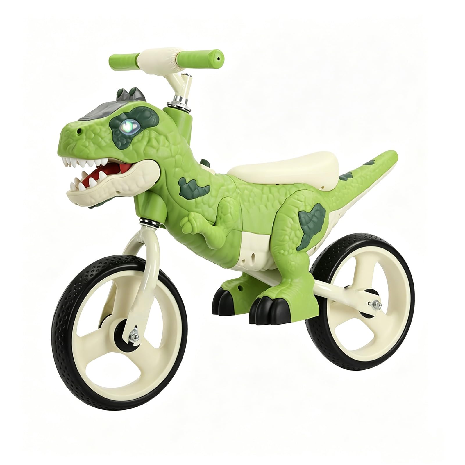 Dinosaur Balance Bike, No Pedal Walking Training Bike with Lights&music, Dinosaur Ride on Toy for Boys Girls (green,8-inch-Standard) — image 1
