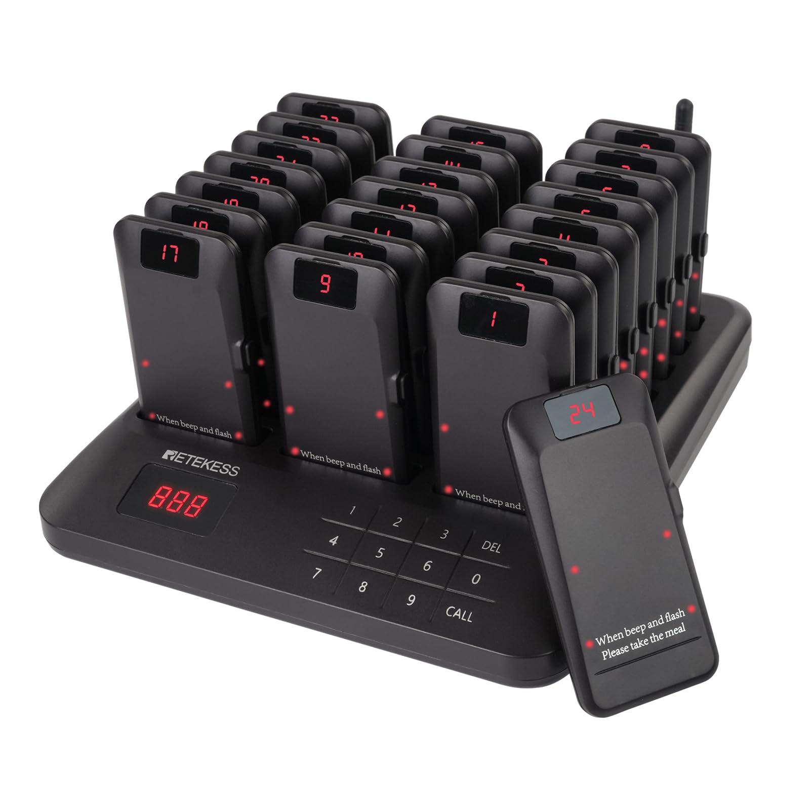 Retekess TD157P Restaurant Pager System, Restaurant Buzzer, 24 Pagers