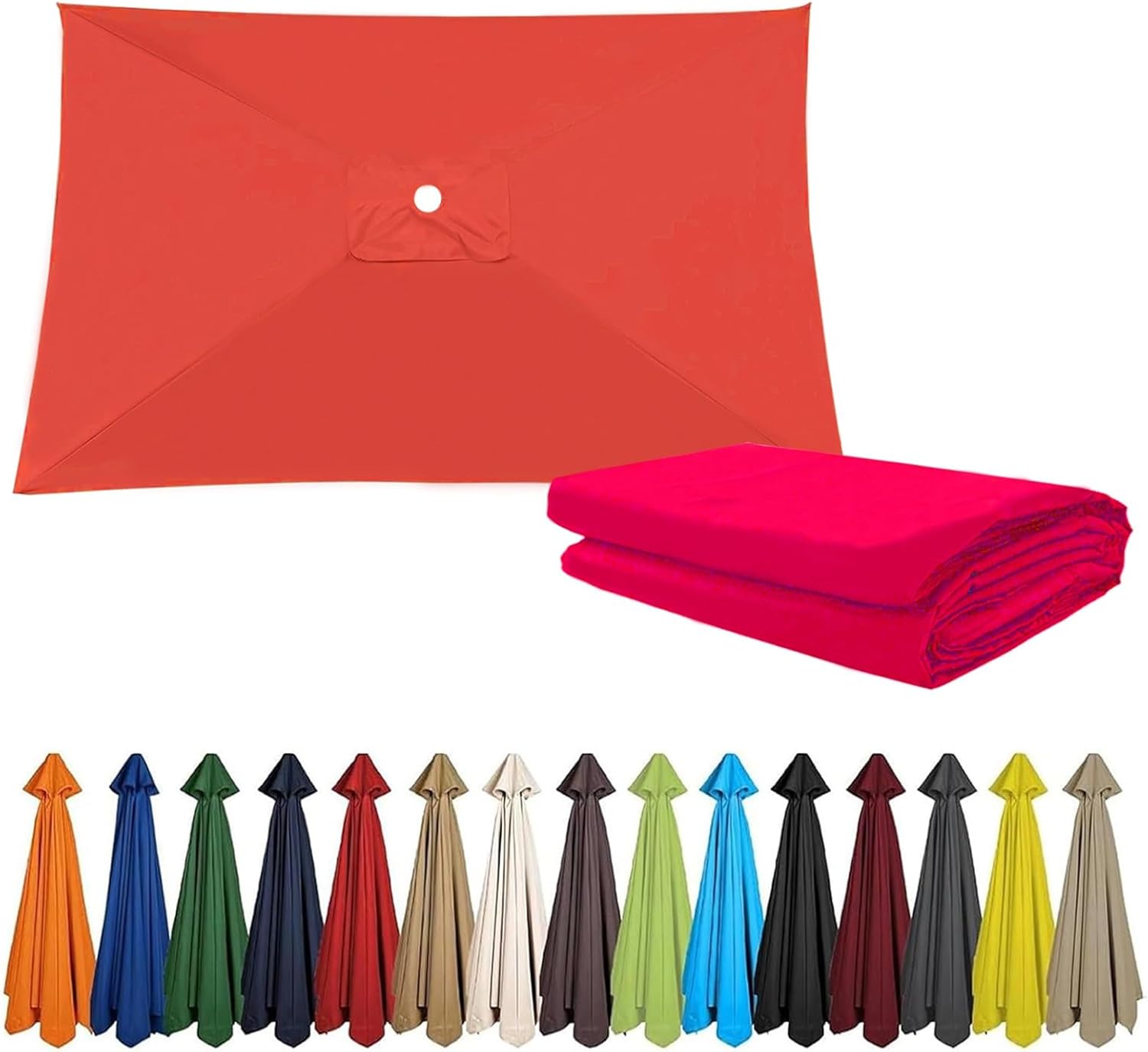 Replacement Parasol Fabric Cover 2x2 2x3 3x3m, Replacement Parasol Canopy, Weatherproof Polyester Patio Umbrella Cloth Cover For 4 6 8 Ribs, Quickly Dry UV-Anti, Rectangle/Square