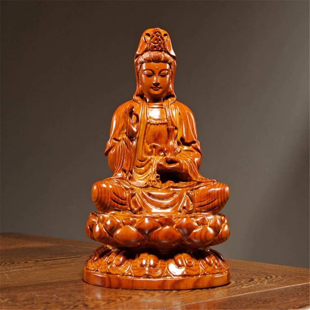 Figuras de Budas Estatua de Buda Tallada en Madera de peral, decoración for el hogar, Sala de Estar, Empresa, decoración Feng Shui. Budas Decorativos(Grande)