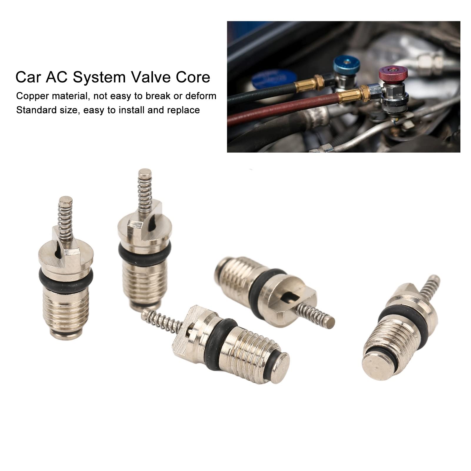 CHICIRIS 50-teiliges Auto-AC-Ventileinsatz-Kit, Ventileinsatz für Klimaanlagen, Hochdruck für die R134-Serie