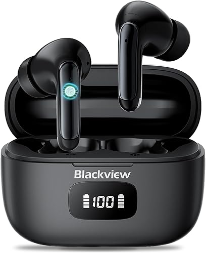 Blackview Auriculares inalámbricos, Airbuds 8, Bluetooth 5.3, cancelación de ruido, IPX7 impermeable, tiempo de reproducción de 56 horas, control