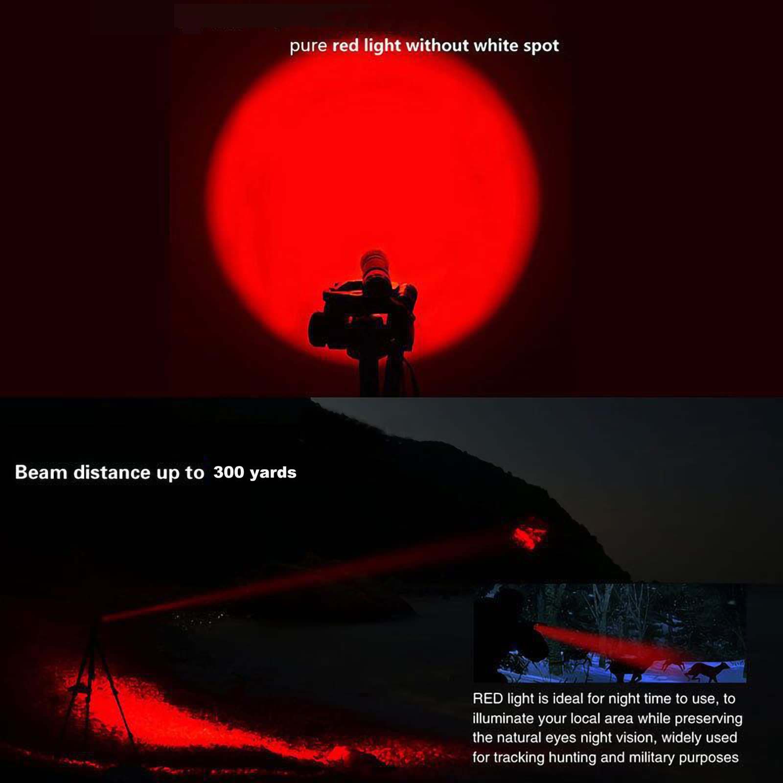 Red LED Flashlight – Zoomable Tactical Light For Night Hunting & Observation - View #6